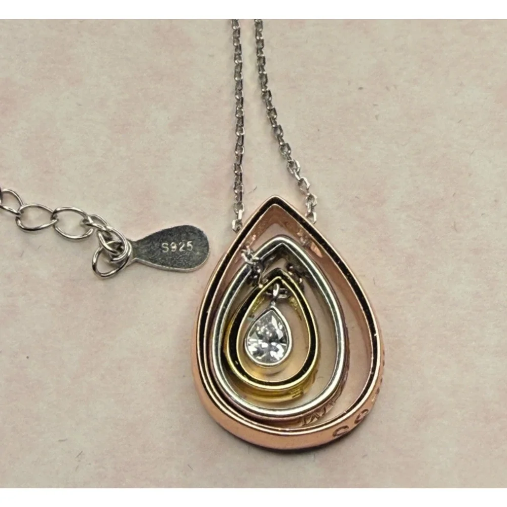 J. Rosee 925 Gold Over Sterling Teardrop Necklace Dream Love Happiness 16 in